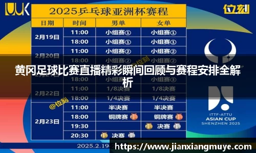 黄冈足球比赛直播精彩瞬间回顾与赛程安排全解析