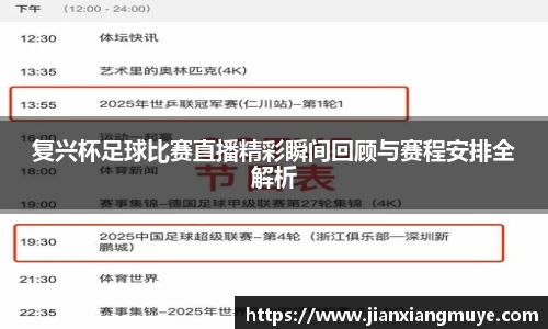 复兴杯足球比赛直播精彩瞬间回顾与赛程安排全解析